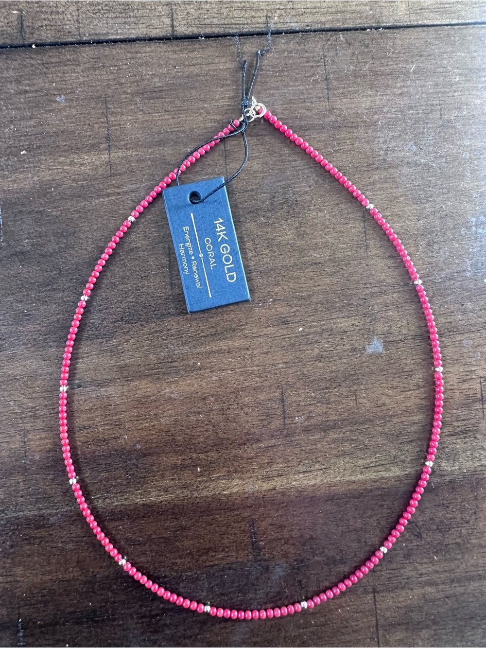 Old Navy Red Beaded Necklace with Gold Accents